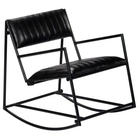 Silla mecedora de cuero auténtico negro de vidaXL, Mecedoras - Ref: Foro24-282905, Precio: 153,91 €, Descuento: %