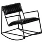 Silla mecedora de cuero auténtico negro de vidaXL, Mecedoras - Ref: Foro24-282905, Precio: 153,91 €, Descuento: %