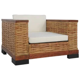 Brown natural rattan armchair with cushions by vidaXL, Armchairs - Ref: Foro24-283078, Price: 321,56 €, Discount: %