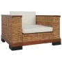 Sillón con cojines ratán natural marrón de vidaXL, Sillones - Ref: Foro24-283078, Precio: 281,05 €, Descuento: %