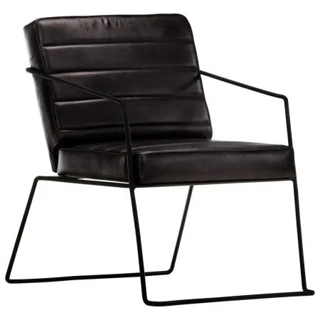 Sillón de cuero auténtico negro de vidaXL, Sillones - Ref: Foro24-284413, Precio: 220,56 €, Descuento: %