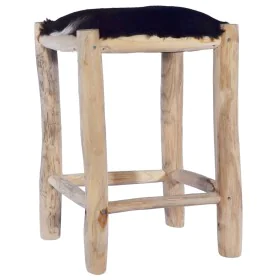 Taburete de cocina cuero real de cabra y madera de teca maciza von vidaXL, Küchenhocker - Ref: Foro24-288810, Preis: 84,06 €,...