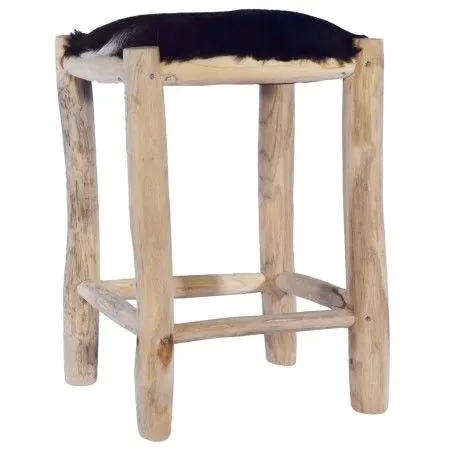 Taburete de cocina cuero real de cabra y madera de teca maciza von vidaXL, Küchenhocker - Ref: Foro24-288810, Preis: 84,06 €,...