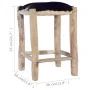 Taburete de cocina cuero real de cabra y madera de teca maciza von vidaXL, Küchenhocker - Ref: Foro24-288810, Preis: 84,06 €,...