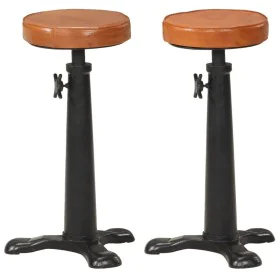 Kitchen stools 2 pcs genuine leather brown cast iron by vidaXL, Kitchen stools - Ref: Foro24-288087, Price: 173,85 €, Discoun...