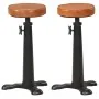 Kitchen stools 2 pcs genuine leather brown cast iron by vidaXL, Kitchen stools - Ref: Foro24-288087, Price: 173,85 €, Discoun...
