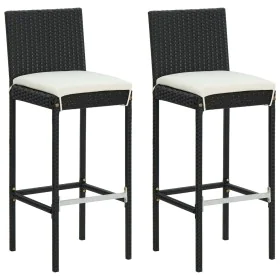 Taburetes altos de jardín cojines 2 uds ratán sintético negro by vidaXL, Garden chairs - Ref: Foro24-313435, Price: 145,84 €,...
