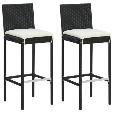 Taburetes altos de jardín cojines 2 uds ratán sintético negro von vidaXL, Gartenstühle - Ref: Foro24-313435, Preis: 145,84 €,...