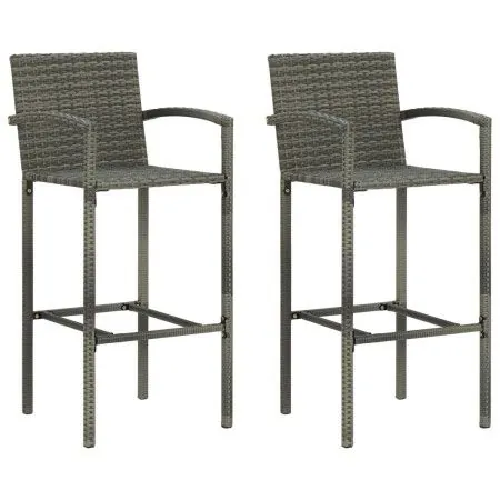 Küchenhocker 2 Stück synthetisches Rattan grau von vidaXL, Gartenstühle - Ref: Foro24-313453, Preis: 97,33 €, Rabatt: %