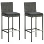 High garden stools cushions 2 pcs gray synthetic rattan by vidaXL, Garden chairs - Ref: Foro24-313436, Price: 152,07 €, Disco...