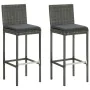Hohe Gartenhocker, Kissen, 2 Stück, graues synthetisches Rattan von vidaXL, Gartenstühle - Ref: Foro24-313436, Preis: 152,05 ...