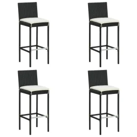 Taburetes altos de jardín cojines 4 uds ratán sintético negro von vidaXL, Gartenstühle - Ref: Foro24-313437, Preis: 295,76 €,...