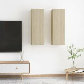 Muebles de TV 2 uds madera contrachapada roble 30,5x30x90 cm de vidaXL, Muebles TV - Ref: Foro24-803351, Precio: 86,70 €, Des...