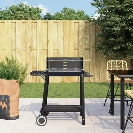 Charcoal barbecue with black steel wheels by vidaXL, Barbecues - Ref: Foro24-315386, Price: 70,26 €, Discount: %