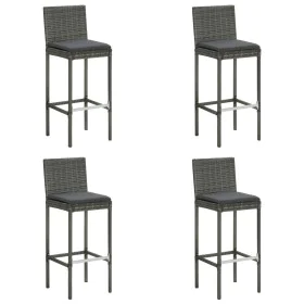 Hohe Gartenhocker, Kissen, 4 Stück, graues synthetisches Rattan von vidaXL, Gartenstühle - Ref: Foro24-313438, Preis: 299,55 ...