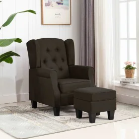 Dark brown fabric armchair with footrest stool by vidaXL, Armchairs - Ref: Foro24-320156, Price: 238,48 €, Discount: %