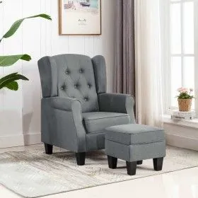 Sessel mit Fußhocker aus hellgrauem Stoff von vidaXL, Sessel - Ref: Foro24-320151, Preis: 302,16 €, Rabatt: %