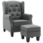 Sillón con taburete reposapiés tela gris claro de vidaXL, Sillones - Ref: Foro24-320151, Precio: 306,14 €, Descuento: %