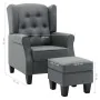 Sillón con taburete reposapiés tela gris claro de vidaXL, Sillones - Ref: Foro24-320151, Precio: 306,14 €, Descuento: %