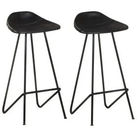 Küchenhocker 2 Einheiten aus schwarzem Echtleder von vidaXL, Küchenhocker - Ref: Foro24-320641, Preis: 145,55 €, Rabatt: %