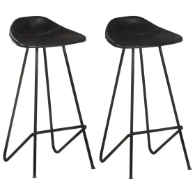 Taburetes de cocina 2 unidades cuero auténtico negro de vidaXL, Taburetes de cocina - Ref: Foro24-320641, Precio: 145,55 €, D...