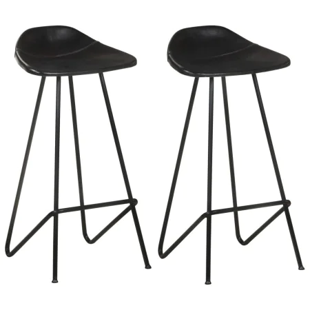 Küchenhocker 2 Einheiten aus schwarzem Echtleder von vidaXL, Küchenhocker - Ref: Foro24-320641, Preis: 145,55 €, Rabatt: %