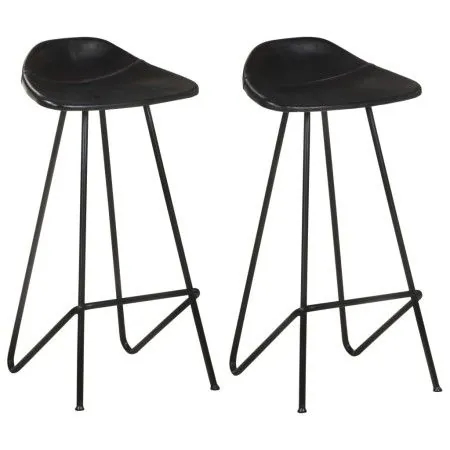 Kitchen stools 2 units black genuine leather by vidaXL, Kitchen stools - Ref: Foro24-320641, Price: 145,55 €, Discount: %