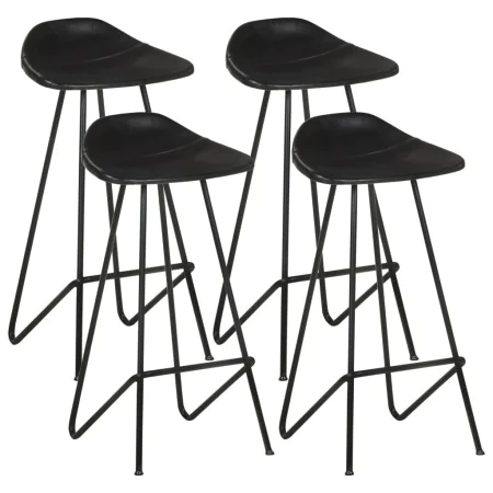 Küchenhocker 4 Einheiten aus schwarzem Echtleder von vidaXL, Küchenhocker - Ref: Foro24-320642, Preis: 215,62 €, Rabatt: %