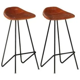 Kitchen Bar Stools 2 Pcs Brown Genuine Leather by vidaXL, Kitchen stools - Ref: Foro24-320643, Price: 139,21 €, Discount: %