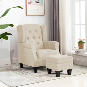 Cremefarbener Stoffsessel mit Fußstützenhocker von vidaXL, Sessel - Ref: Foro24-320160, Preis: 253,25 €, Rabatt: %