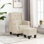 Cream fabric armchair with footrest stool by vidaXL, Armchairs - Ref: Foro24-320160, Price: 253,25 €, Discount: %