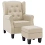 Cream fabric armchair with footrest stool by vidaXL, Armchairs - Ref: Foro24-320160, Price: 253,25 €, Discount: %