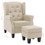 Cream fabric armchair with footrest stool by vidaXL, Armchairs - Ref: Foro24-320160, Price: 253,25 €, Discount: %