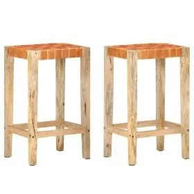 Barhocker 2 Stück echtes braunes Leder 75 cm von vidaXL, Küchenhocker - Ref: Foro24-321830, Preis: 129,09 €, Rabatt: %