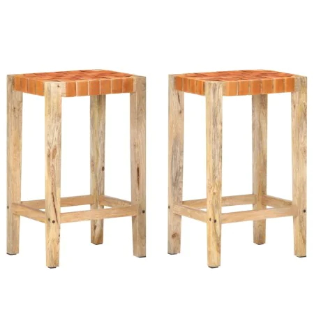 Barhocker 2 Stück echtes braunes Leder 75 cm von vidaXL, Küchenhocker - Ref: Foro24-321830, Preis: 129,09 €, Rabatt: %