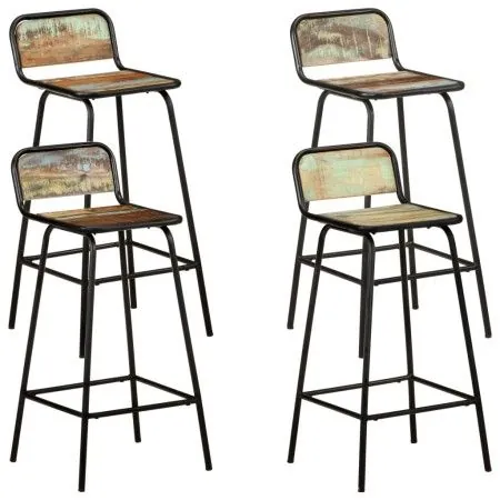 Taburetes de cocina 4 unidades madera maciza reciclada de vidaXL, Taburetes de cocina - Ref: Foro24-321956, Precio: 353,56 €,...