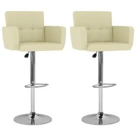 Kitchen stools 2 units cream-colored synthetic leather by vidaXL, Kitchen stools - Ref: Foro24-323657, Price: 189,74 €, Disco...