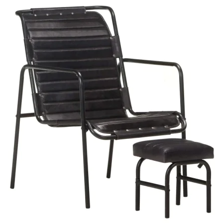 Relax armchair with armrests and footrest in genuine black leather by vidaXL, Armchairs - Ref: Foro24-323729, Price: 101,22 €...