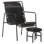 Silla de relax reposabrazos y reposapiés cuero auténtico negro de vidaXL, Sillones - Ref: Foro24-323729, Precio: 101,22 €, De...