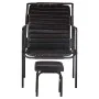 Silla de relax reposabrazos y reposapiés cuero auténtico negro de vidaXL, Sillones - Ref: Foro24-323729, Precio: 101,22 €, De...