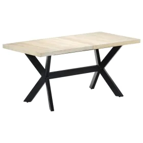 Solid white mango wood dining table 160x80x75 cm by vidaXL, Kitchen and dining tables - Ref: Foro24-247434, Price: 325,60 €, ...