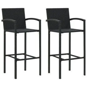 Küchenhocker 2 Einheiten aus schwarzem synthetischem Rattan von vidaXL, Gartenstühle - Ref: Foro24-313452, Preis: 160,66 €, R...