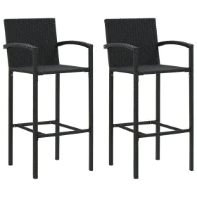 Kitchen stools 2 units black synthetic rattan by vidaXL, Garden chairs - Ref: Foro24-313452, Price: 160,66 €, Discount: %