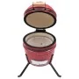 2 in 1 Red Ceramic Kamado Smoker Barbecue 56 cm by vidaXL, Barbecues - Ref: Foro24-316095, Price: 235,55 €, Discount: %