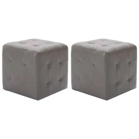 Puf 2 unidades cuero sintético gris 30x30x30 cm de vidaXL, Otomanas - Ref: Foro24-278381, Precio: 81,93 €, Descuento: %
