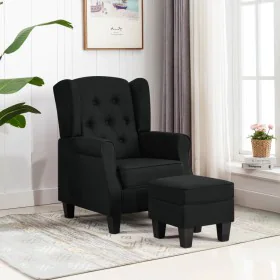 Black fabric armchair with footrest stool by vidaXL, Armchairs - Ref: Foro24-320153, Price: 285,27 €, Discount: %