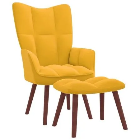 Relax armchair with yellow mustard velvet footstool by vidaXL, Armchairs - Ref: Foro24-328069, Price: 124,18 €, Discount: %