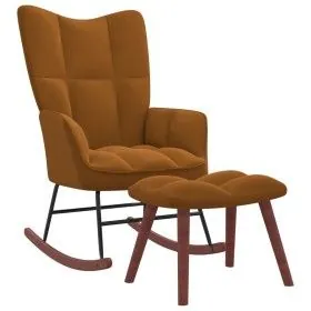 Brown velvet rocking chair with footrest by vidaXL, Rocking chairs - Ref: Foro24-328158, Price: 179,35 €, Discount: %