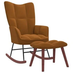 Silla mecedora con reposapiés terciopelo marrón de vidaXL, Mecedoras - Ref: Foro24-328158, Precio: 179,35 €, Descuento: %