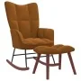 Silla mecedora con reposapiés terciopelo marrón de vidaXL, Mecedoras - Ref: Foro24-328158, Precio: 179,35 €, Descuento: %
